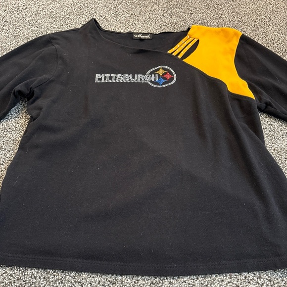 Marvel Fashions Women's Pittsburgh Steelers Bling Bedazzled 3/4 Sleeve Shirt XXL - Picture 3 of 12